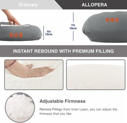 Allopera Pregnancy Pillow - Full Body Maternity Support 57 Inch with Removable Washable Cover | 100% Cotton for Comfort