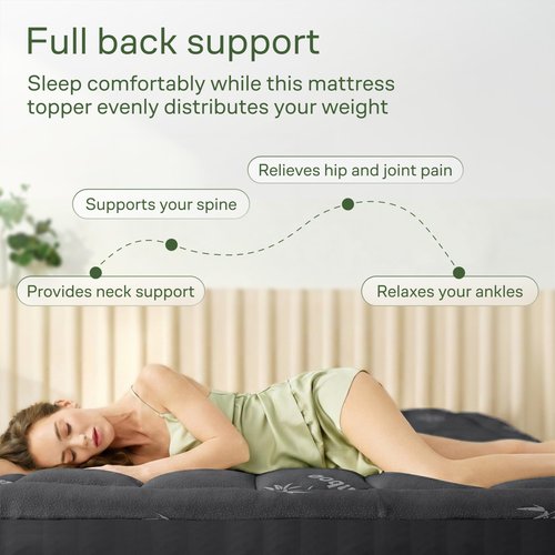 Ultra Soft Twin XL Size Mattress Topper - Viscose Made from Bamboo Pillow Top Mattress Pad for Back Pain Relief - Naturally Cooling for Hot Sleepers, Dark Gray