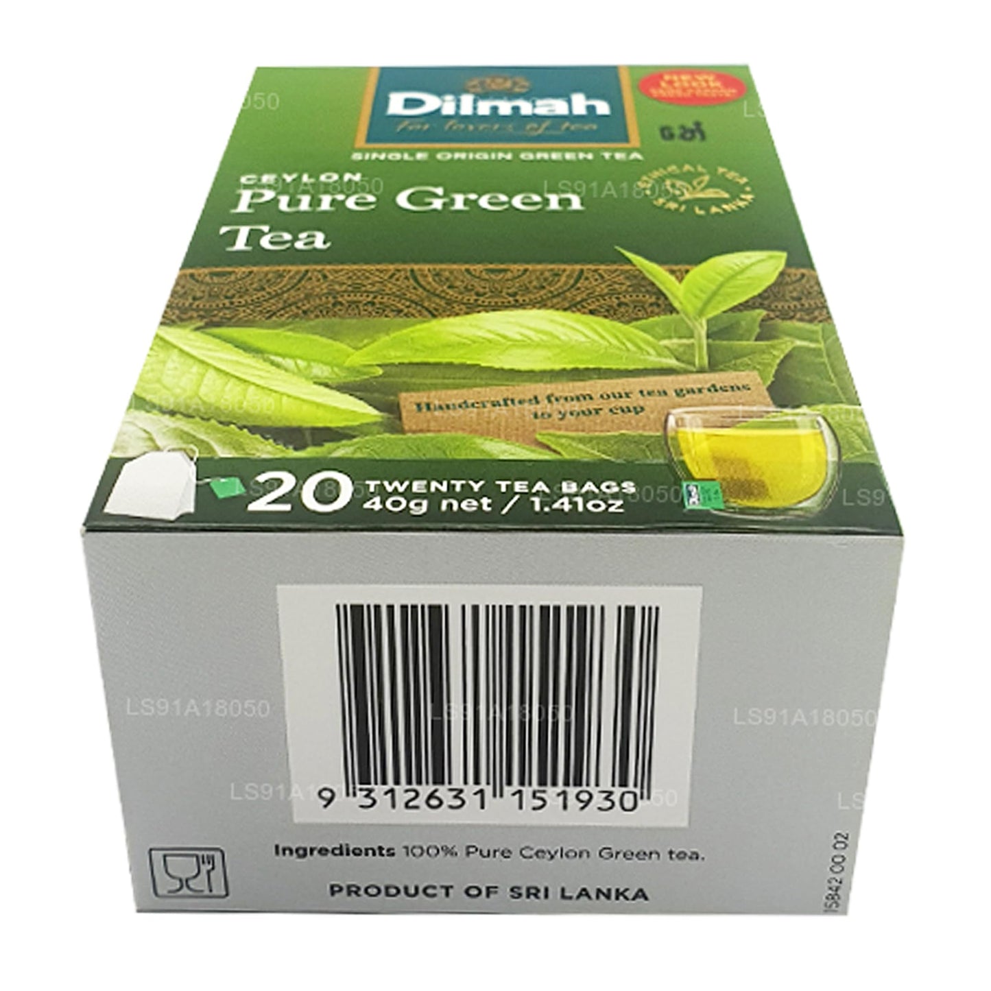 Dilmah Pure Ceylon Green Tea - 20 Tea Bags - Finest Sri Lankan Green Tea