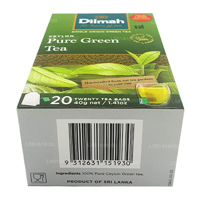 Dilmah Pure Ceylon Green Tea - 20 Tea Bags - Finest Sri Lankan Green Tea