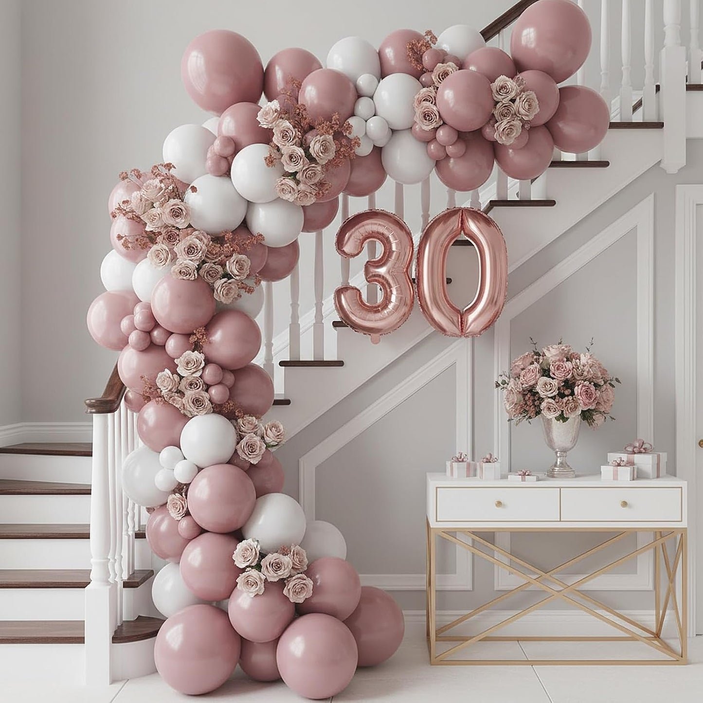 RUBFAC Dusty Pink Balloons - 129-Piece Latex Garland Kit for Baby Showers & Weddings | 5-12 Inch Sizes