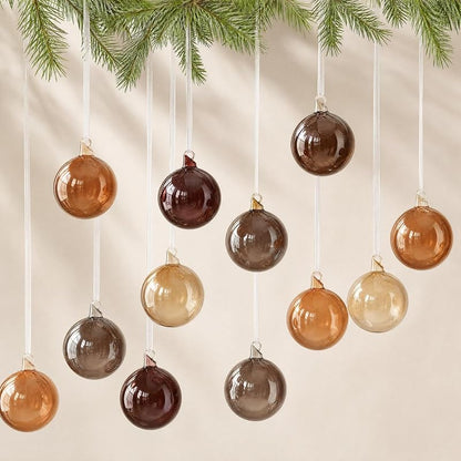 12pcs Old Money Christmas Ball Ornaments - Glass Baubles, Translucent (Variation: Translucent)