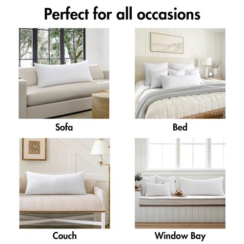 MIULEE 14x36 Inch Throw Pillow Insert Premium Throw Pillow Virgin Microfiber Stuffer Rectangle Pillow for Sofa Bed Couch