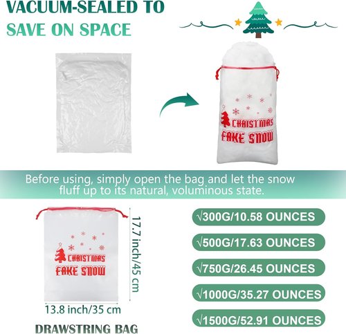 Aodaer Artificial Snow Decor - 1000g Fluffy Soft Cotton Fake Snow for Christmas Trees & Holiday Displays