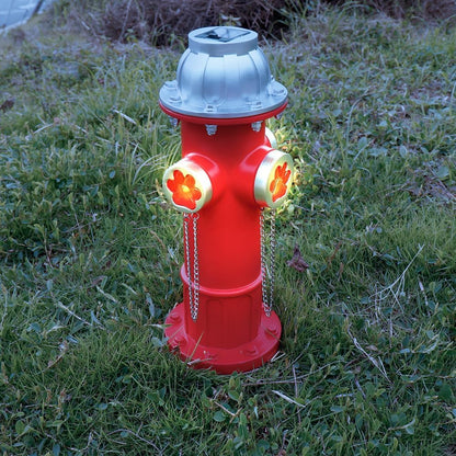 Skiennix Fake Fire Hydrant Statue - Solar Light with Glowing Paw Prints for Outdoor Garden Decor | 14.5" Tall