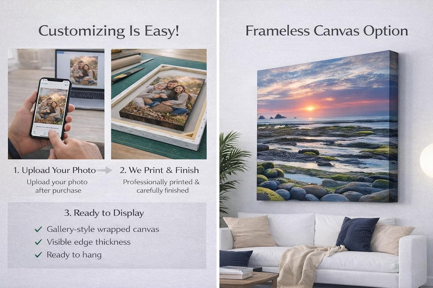 ZXDZSM Custom Canvas Poster - Personalized Wall Art Print (Unframed, 24”x36”) - Upload Your Image