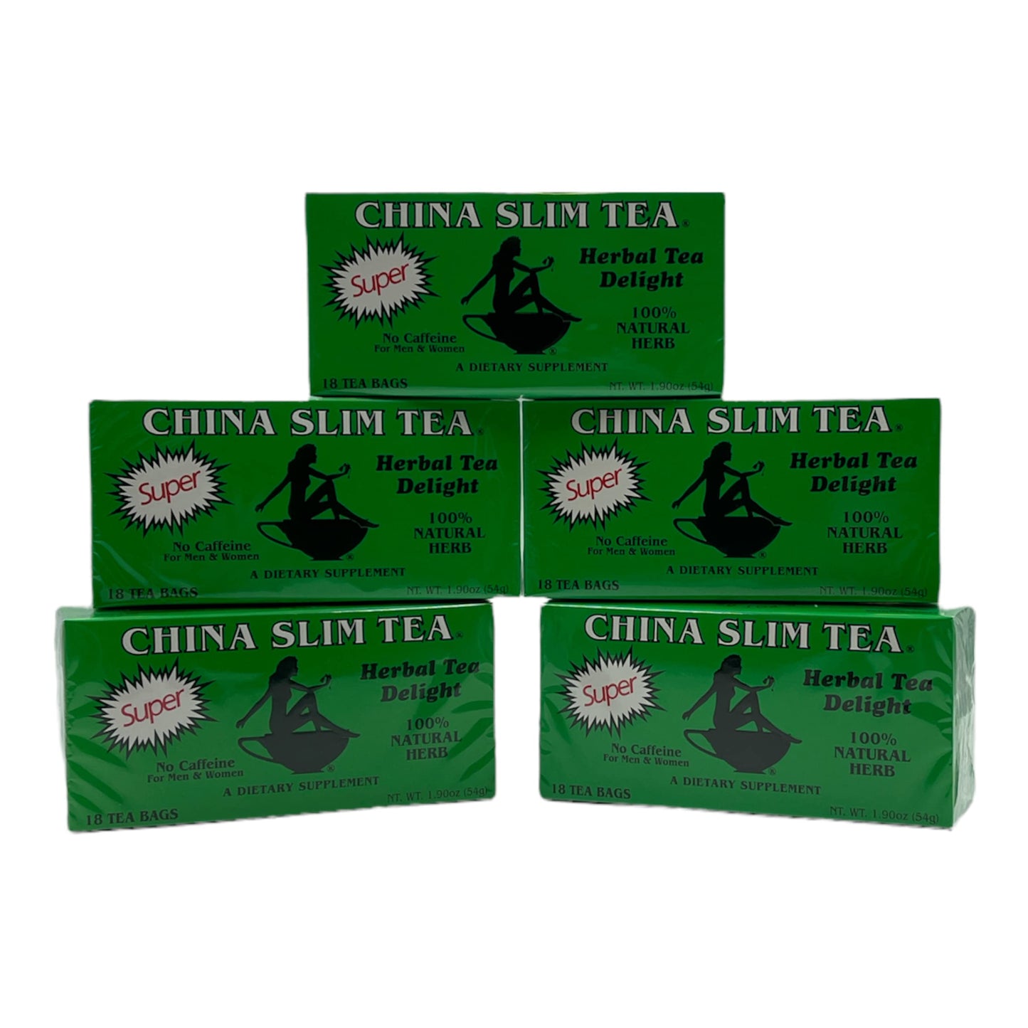 Super China Slim Tea Dieter Delight Natural 18 Tea Bags X 5 Pack