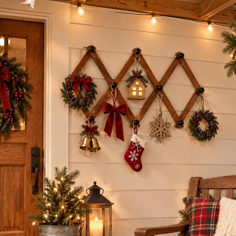 Wall-M-mounted 2-Pack Christmas Ornament Display Racks with S Hooks