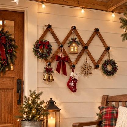Wall-M-mounted 2-Pack Christmas Ornament Display Racks with S Hooks