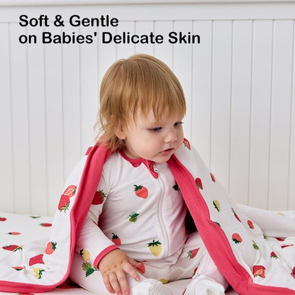 BubblePanda Rayon Made from Bamboo Baby Blanket for Boys Girls Neutral Soft Crib Blanket Toddler Quilt Comforter Newborn Nursery 30 x 40 Inch Strawberry