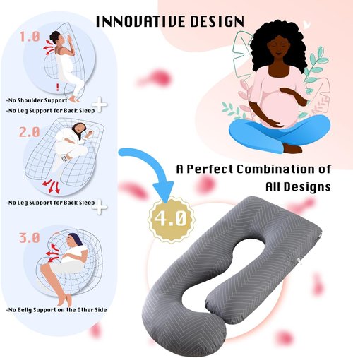 Allopera Pregnancy Pillow - Full Body Maternity Support 57 Inch with Removable Washable Cover | 100% Cotton for Comfort