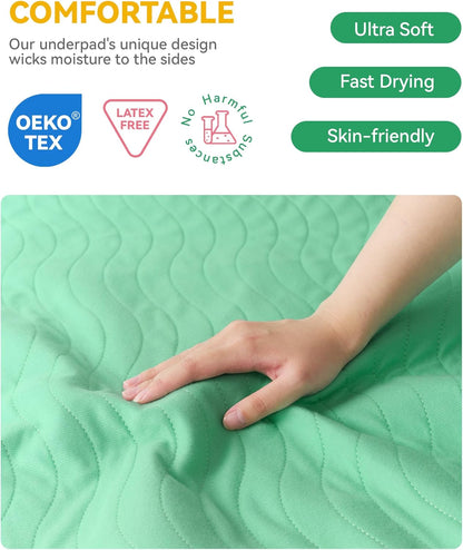 Skiennix Washable Underpads - Waterproof Heavy Absorbency Bed Pads | 36" x 36" for Adults, Kids & Pets
