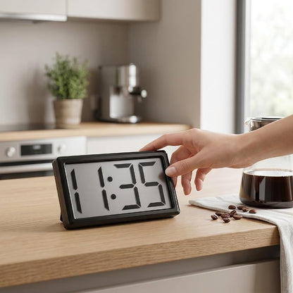 ASHATA Black Small Digital Clock - 12H Display, Magnetic & Portable