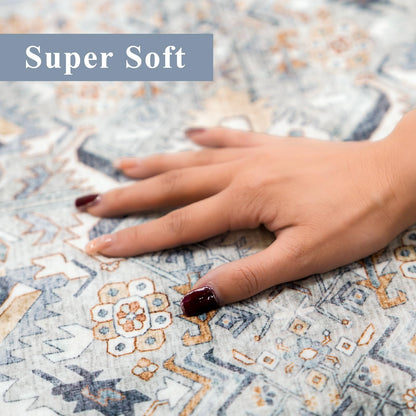 Washable Kitchen 3x8 Runner Rug - 3x8 Hallway Rug Distressed Mats Non-Slip Soft Room Floor Carpet for Dining Room (Grey, 3x8)