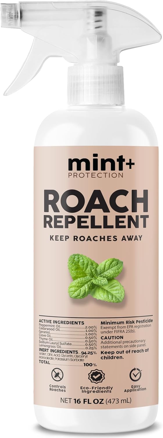 Mint+ Roach Repellent Spray - Long-Lasting Indoor & Outdoor Cockroach Control | 16 oz (475mL)