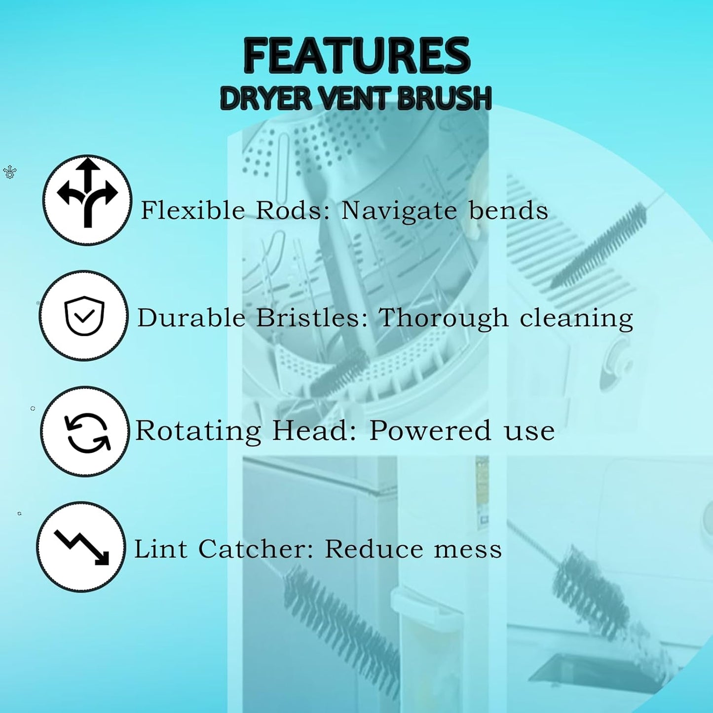 Skiennix Dryer Vent Cleaner Kit - Flexible Lint Brush & Long Refrigerator Coil Brush (1-Pack)