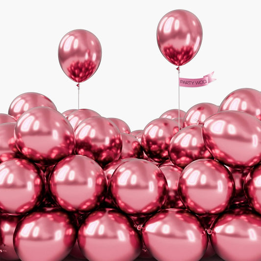 PartyWoo Metallic Pink Balloons - 50 Pcs 5-Inch Dark Pink Balloons for Birthday & Wedding Decor
