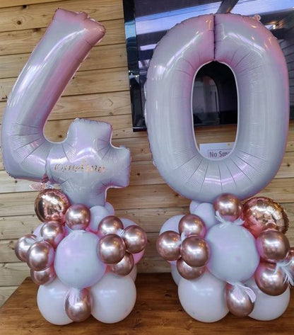 Light Purple Number 40 Birthday Balloons - 40 Inch Large Pastel Mylar Foil 4 & 0 for 40th Anniversary Party