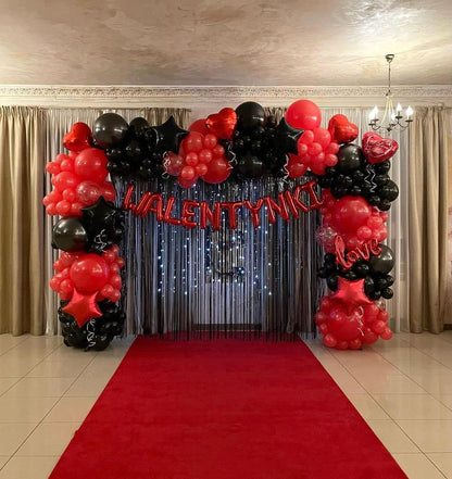 Bezente Red & Black Balloons Garland Kit - 100 Pcs Confetti & Solid Balloons for Party Decor