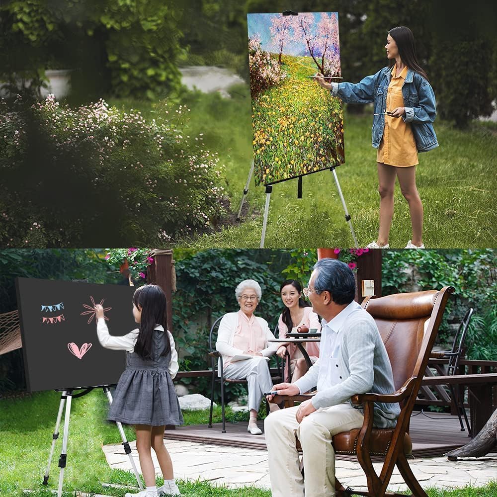 RRFTOK Art Easel Stand - Adjustable 17 to 66 Inch Aluminum Tripod for Painting | Portable Canvas Display with Carry Bag for Beginners and Students