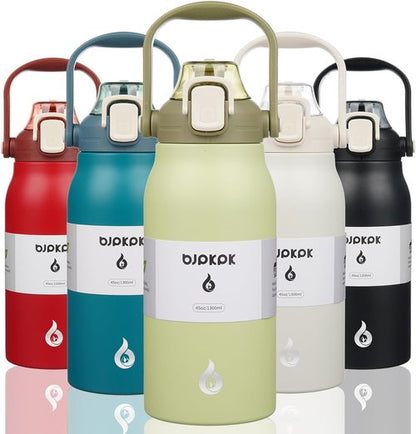 BJPKPK Insulated Water Bottle - 45 oz Stainless Steel with Straw & One-Handed Lid | BPA-Free, Light Green