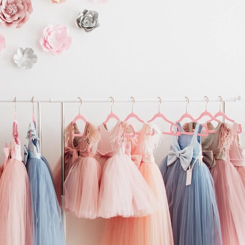 HOUSE DAY Velvet Kids Hangers - 60 Pack Premium Non-Slip 14 Inch Blush Pink Hangers for Children's Closet