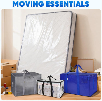 TICONN Waterproof Mattress Bag - Heavy-Duty Plastic Protector for Moving | 2-Pack, Queen Size