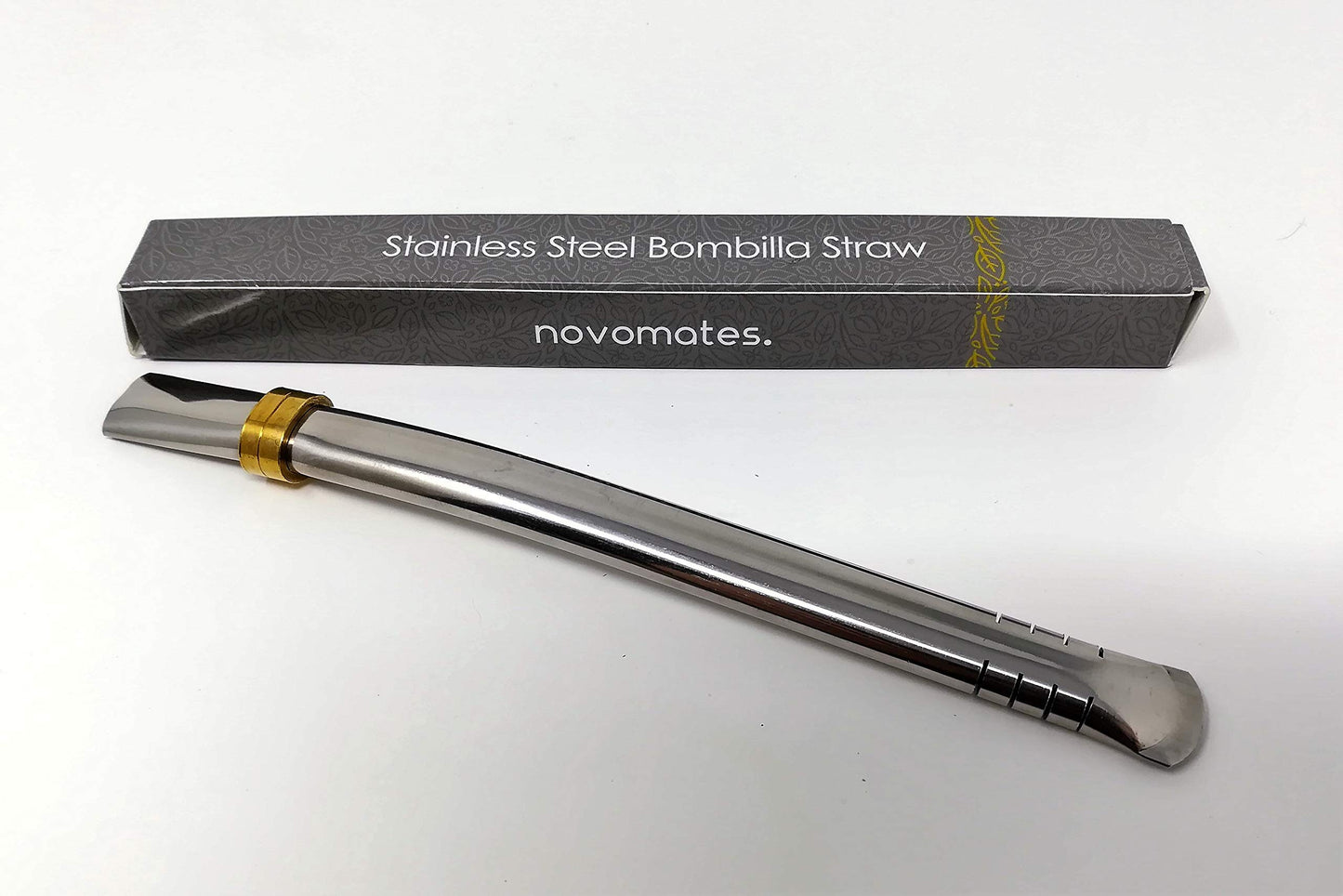 Novomates Easy Clean Yerba Mate Straw - Bombilla Mate for Mate Tea Drinking Filter Straw – Mate Straw Food-Grade Stanley Steel Mate Straw - 6.2" (15.8cm) Long (Mate Gourd not included)