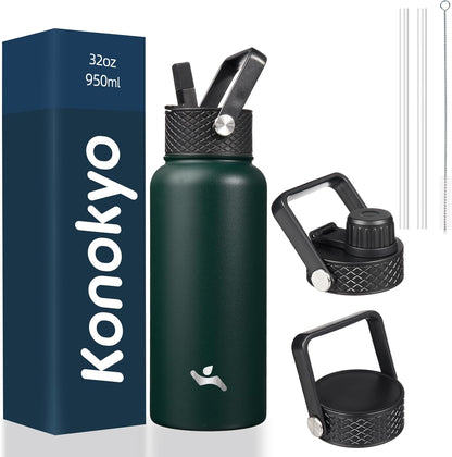 Skiennix 32 Oz Insulated Stainless Steel Water Bottle - Durable Sport Design in Army Green