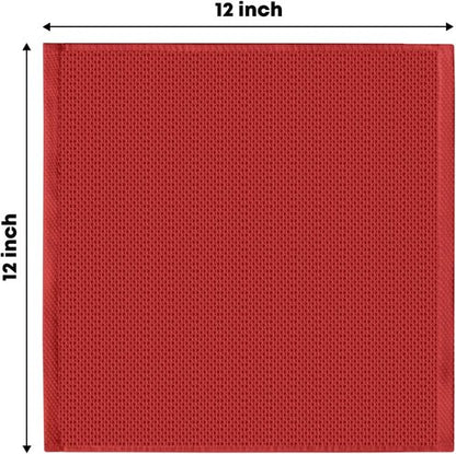 Artoid Mode 100% Cotton Dark Red Kitchen Dish Cloths - Ultra Soft & Absorbent | Set of 6, 12x12 Inch