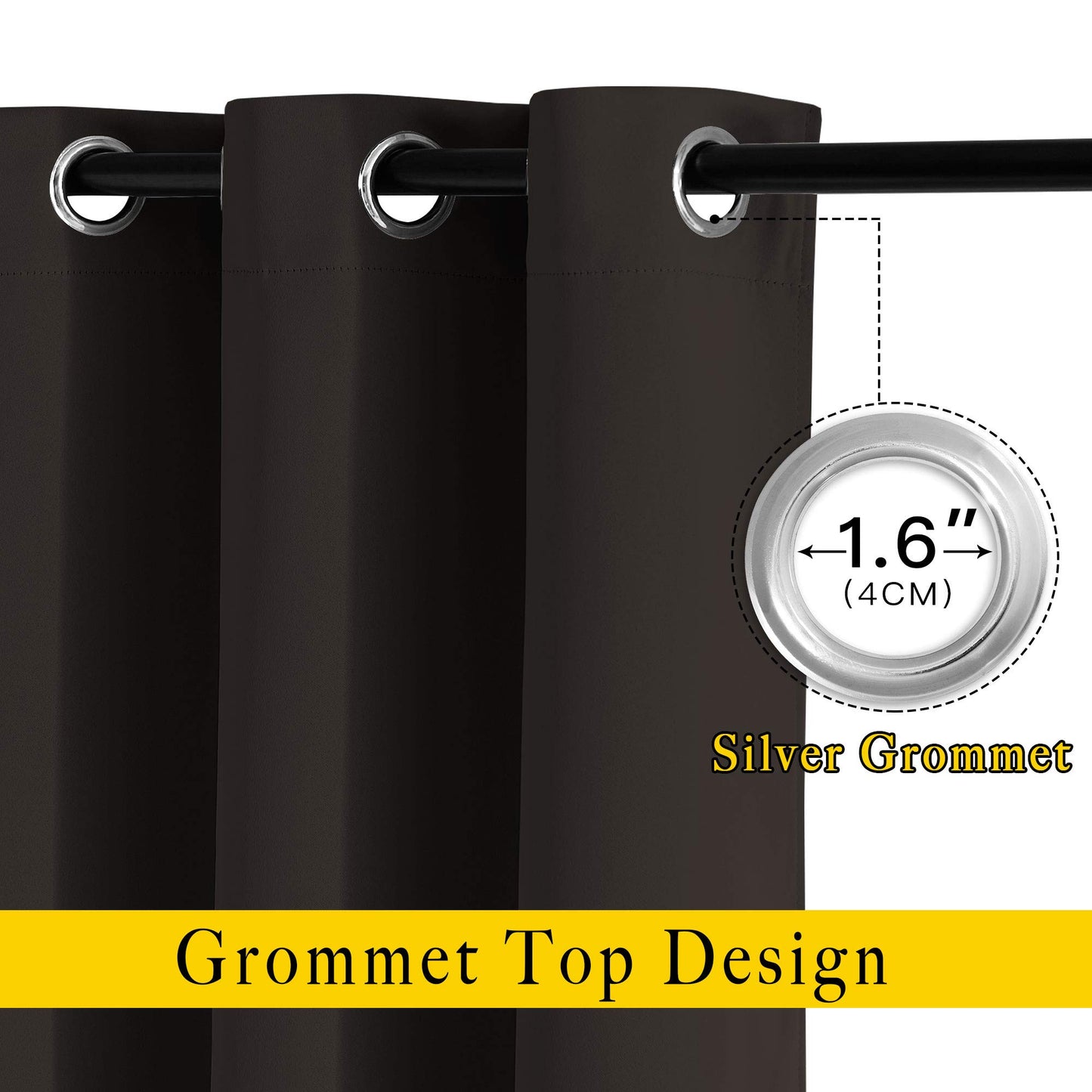 NICETOWN Blackout Curtain Panels 84 inches - Light Reducing Thermal Insulated Solid Grommet Blackout Curtains/Panels/Drapes for Living Room (Set of 2, 66 inches by 84 Inch, Toffee Brown)