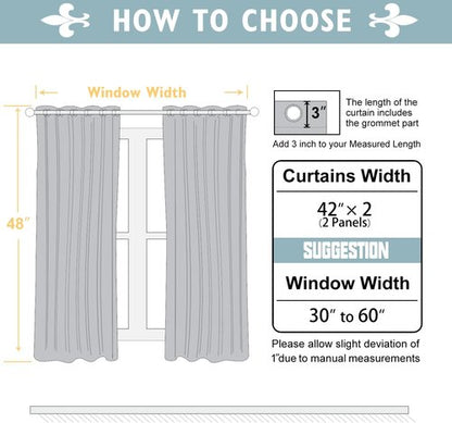 ChrisDowa Blackout Curtains - Thermal Insulated Room Darkening Panels, 42 x 48 Inch, Greyish White