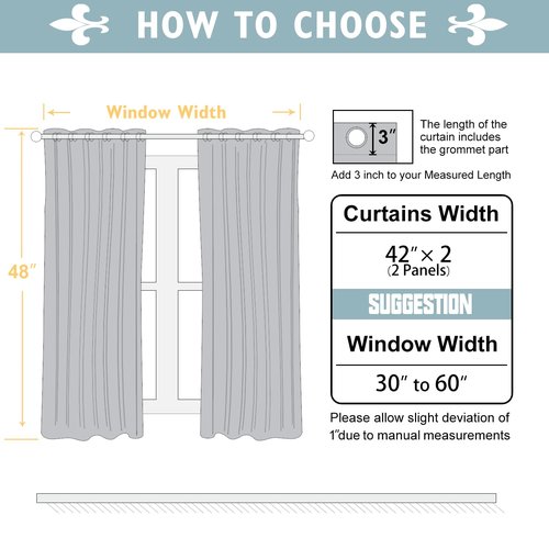 ChrisDowa Blackout Curtains 48 inches Long for Bedroom - 2 Panels Set Grommet Thermal Insulated Room Darkening Curtains for Living Room (Cappuccino, 42 x 48 Inch)