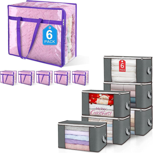 Budding Joy 90L Large Storage Bags & 40L Clear Zippered Bags - Perfect for Organizing Clothes