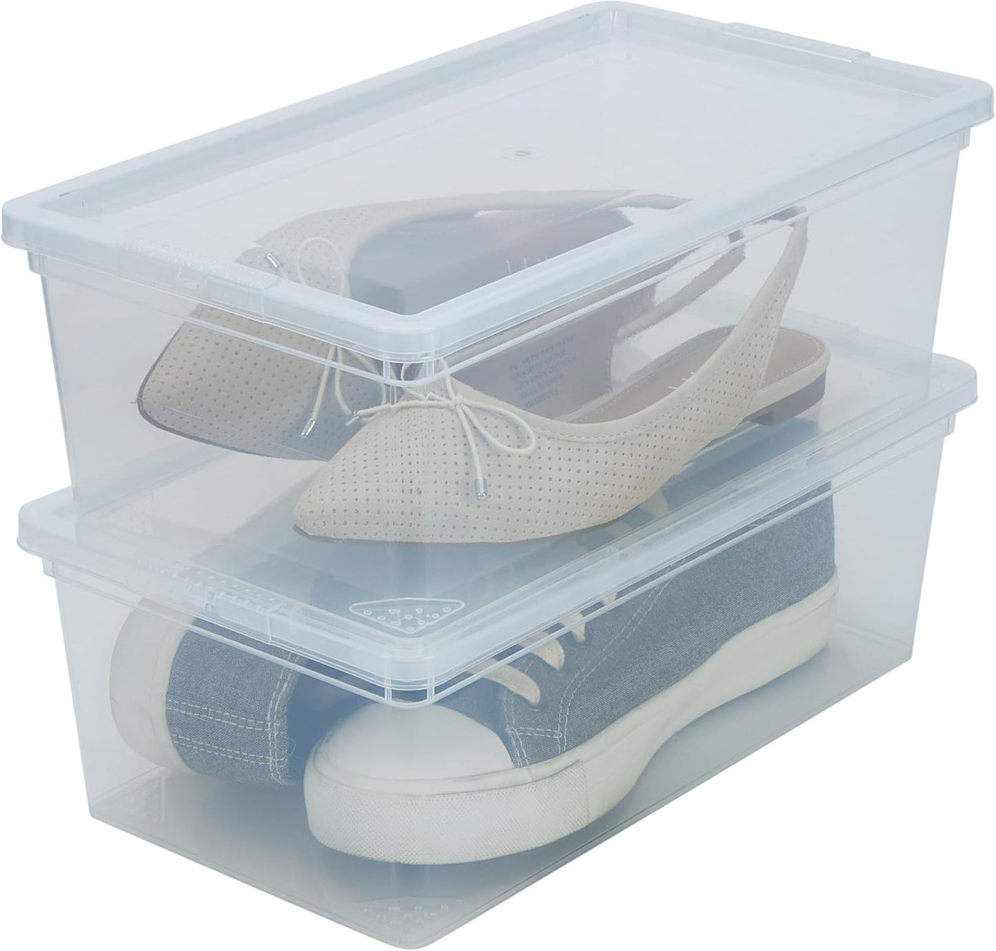 Storage Bins with Lids by Simplify - Stackable & Nestable Clear Bins | 6 Pack | Ideal for Clothing, Books & Shoes