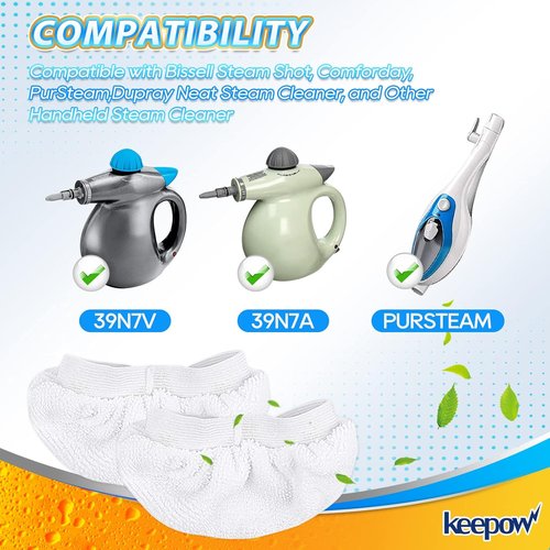 KEEPOW Universal Microfiber Cloths for Handheld Steam Cleaner Attachments Compatible with Bissell Steam Shot, Wagner spraytech, McCulloch, Comforday, PurSteam Steamer Cloth Accessories Pads, 8 Pack