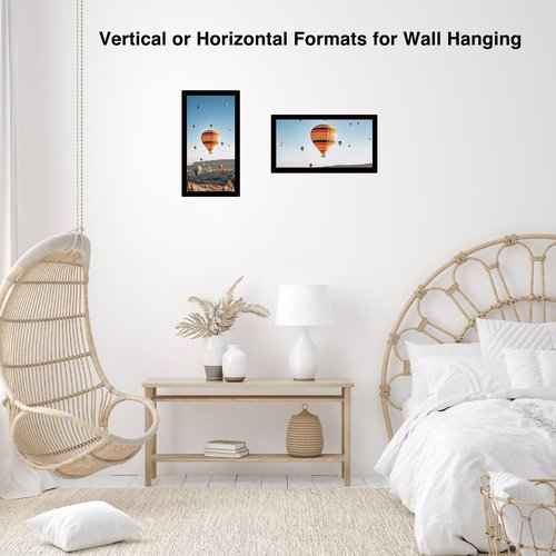 JCJMY 8x17 Black Picture Frame for Poster Photo, Horizontal & Vertical Formats, Wall Hanging, 8 x 17 Wall Gallery Poster Photo Frame