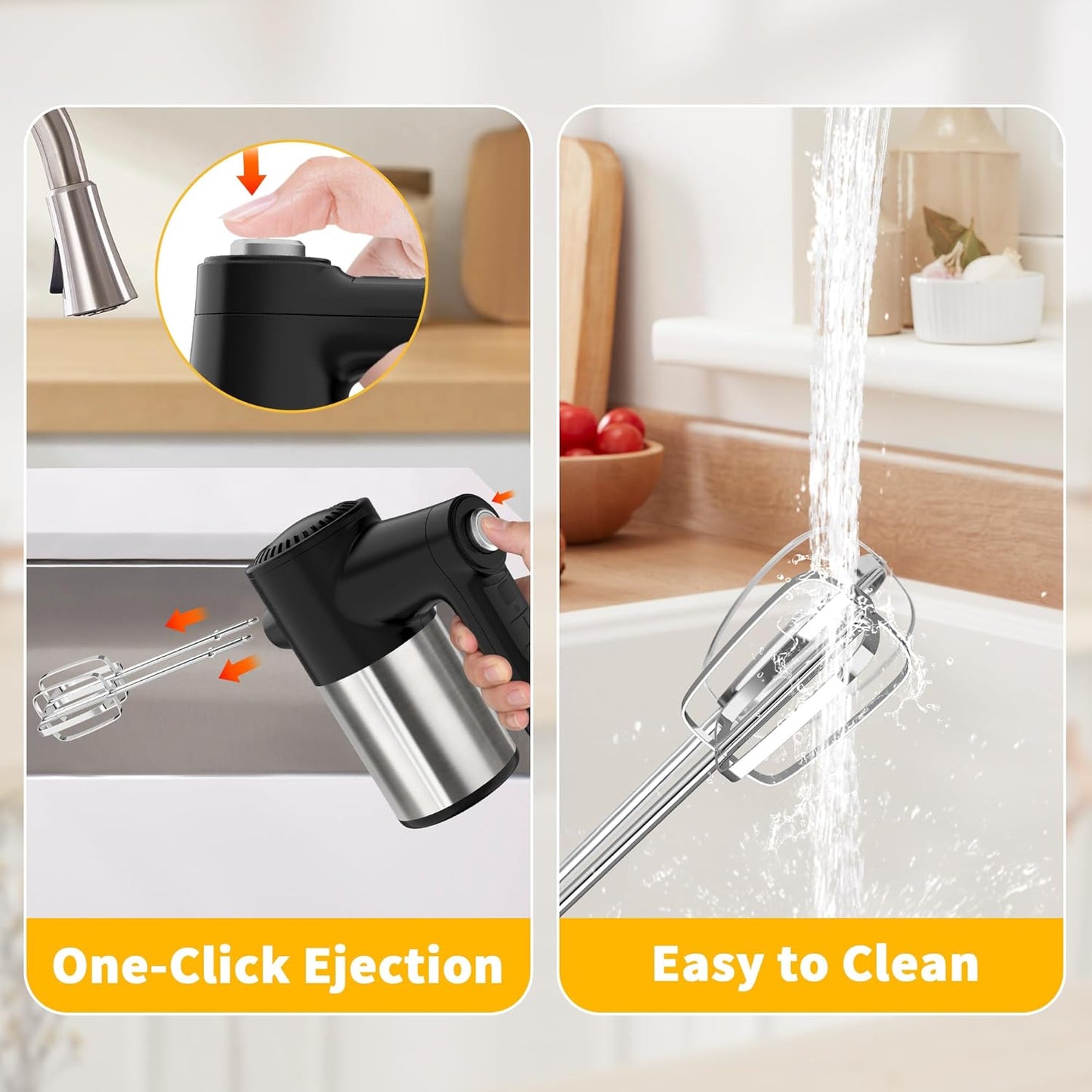 Skiennix Cordless Hand Mixer - 7 Speed Digital Display with 6 Stainless Steel Attachments | Ideal for Baking & Cooking