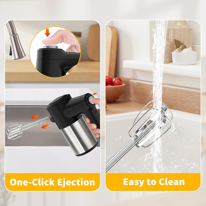 Skiennix Cordless Hand Mixer - 7 Speed Digital Display with 6 Stainless Steel Attachments | Ideal for Baking & Cooking