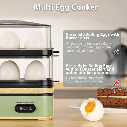 Evoloop Rapid Egg Cooker - Electric 12 Egg Capacity | Soft, Medium, Hard Boiled & Poached Eggs, BPA-Free Green Tray