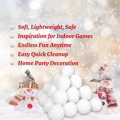 Skiennix 50 Pack Jumbo Fake Snowballs - 3 Inch Indoor/Outdoor Christmas Snow Toys for Winter Fun