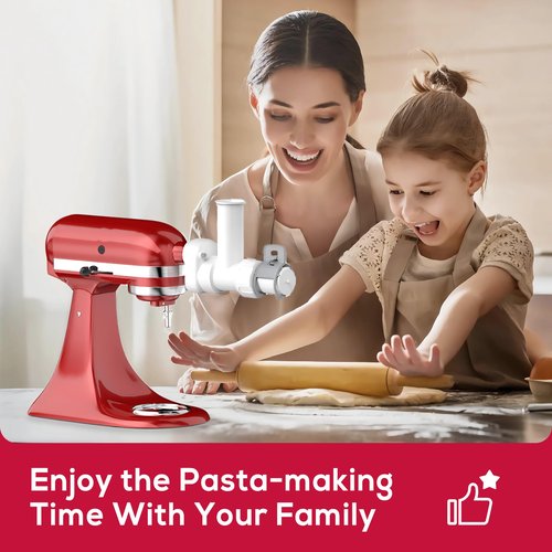 Gourmet 6 IN 1 Pasta Maker Attachment for Kitchenaid Stand Mixer with 6 Different Shapes of Pasta Outlet & Cleaning Brush, Durable Pasta Press Attachments for Kitchen Aid Accessories, Dishwasher Safe