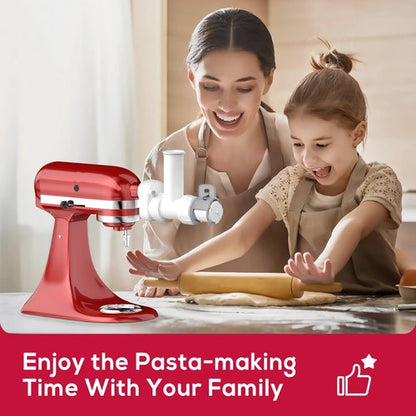 Gourmet 6 IN 1 Pasta Maker Attachment for Kitchenaid Stand Mixer with 6 Different Shapes of Pasta Outlet & Cleaning Brush, Durable Pasta Press Attachments for Kitchen Aid Accessories, Dishwasher Safe