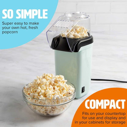 Tasty Hot Air Popcorn Popper - Healthy, Fast & Easy Popcorn Maker with Measuring Cup & Butter Warmer | 8 Cups, Aqua