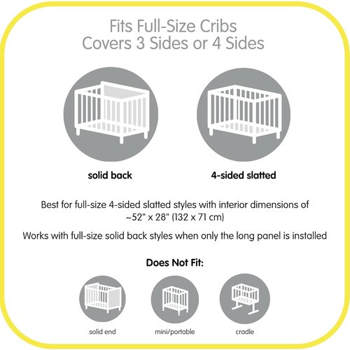 BreathableBaby Breathable Mesh Liner - Classic 3mm Mesh for Full-Size Cribs, White | Covers 3 or 4 Sides