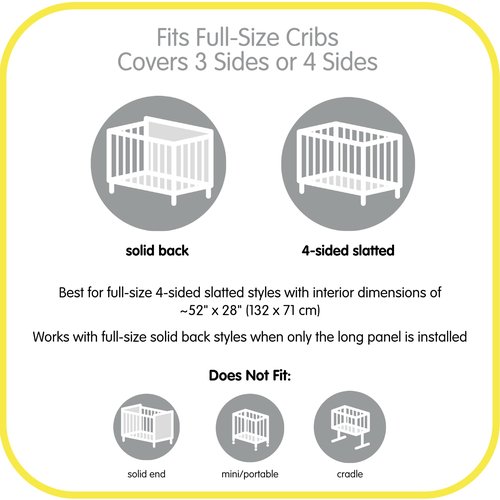 BreathableBaby Breathable Mesh Liner for Full-Size Cribs, Classic 3mm Mesh, White (Size 4FS Covers 3 or 4 Sides)