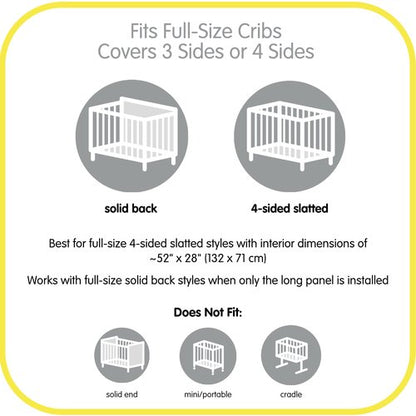 BreathableBaby Breathable Mesh Liner for Full-Size Cribs, Classic 3mm Mesh, White (Size 4FS Covers 3 or 4 Sides)