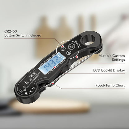 Meat Thermometer Digital - Instant Read Cooking Thermometer with Backlight LCD & Calibration