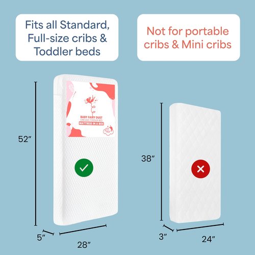 Dream On Me Baby Fairy Dust 5” Full-Size Crib & Toddler Mattress – GREENGUARD Gold & JPMA Certified, Water-Resistant Surface, Machine Washable Cover, Fits Full-Size Cribs & Toddler Beds