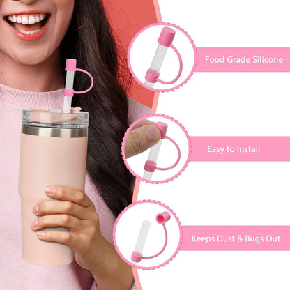 Stanley 6 Reusable Straws with Cover Cap - Perfect Replacement for 40oz Tumbler Accessories